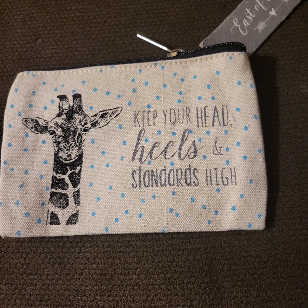 East of India bag, " Keep Your Head, Heels, and Standards High" Size 6"X…
